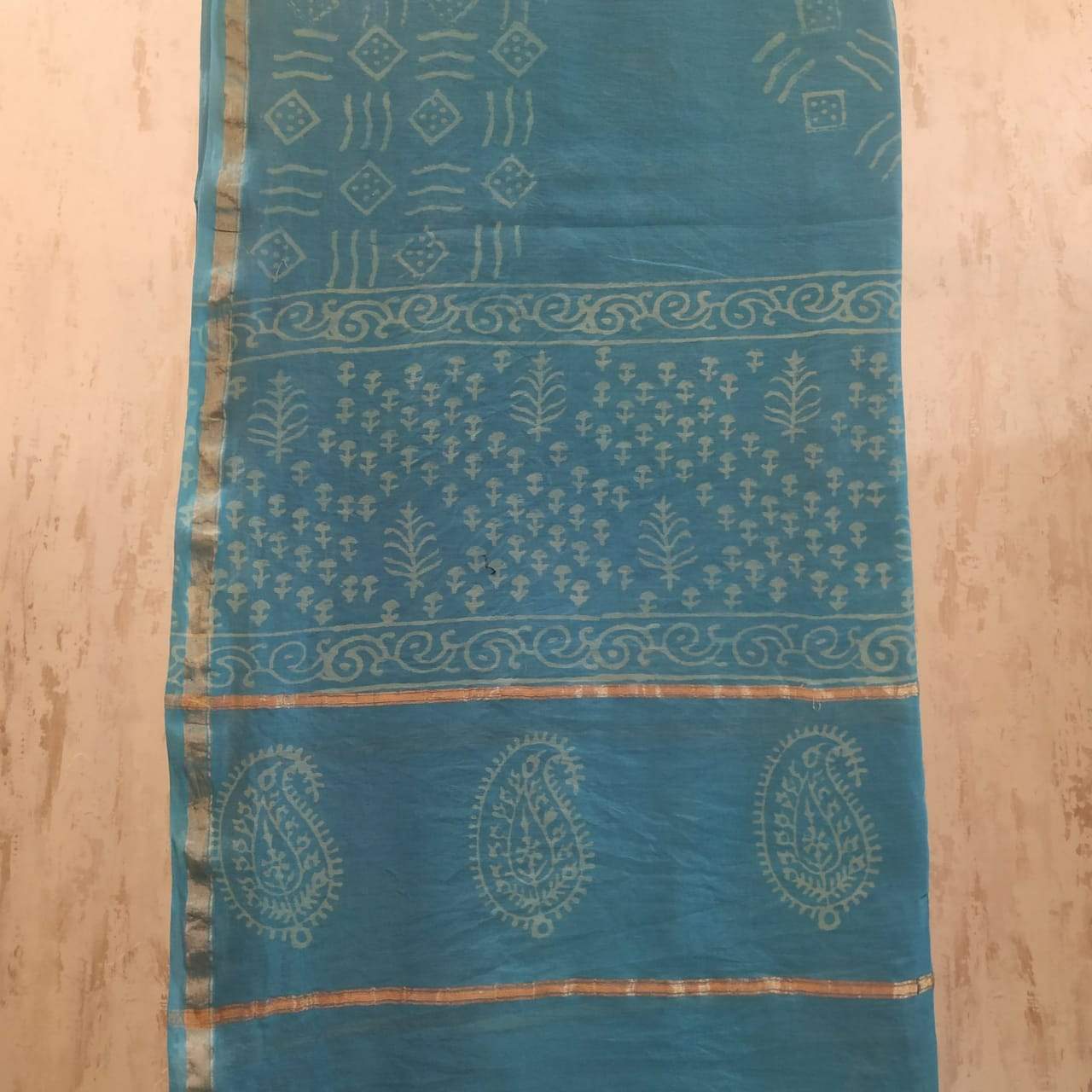 Elegant Abstract Print Chanderi Suit with Chanderi Dupatta (CHA235) - ShalviFashion