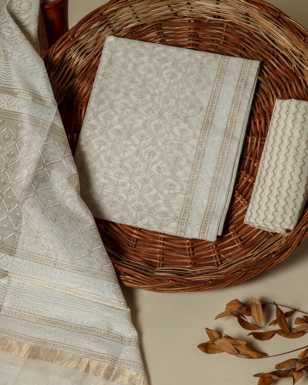 Exclusive Block Print Chanderi Silk Suit set (CHA314) - ShalviFashion