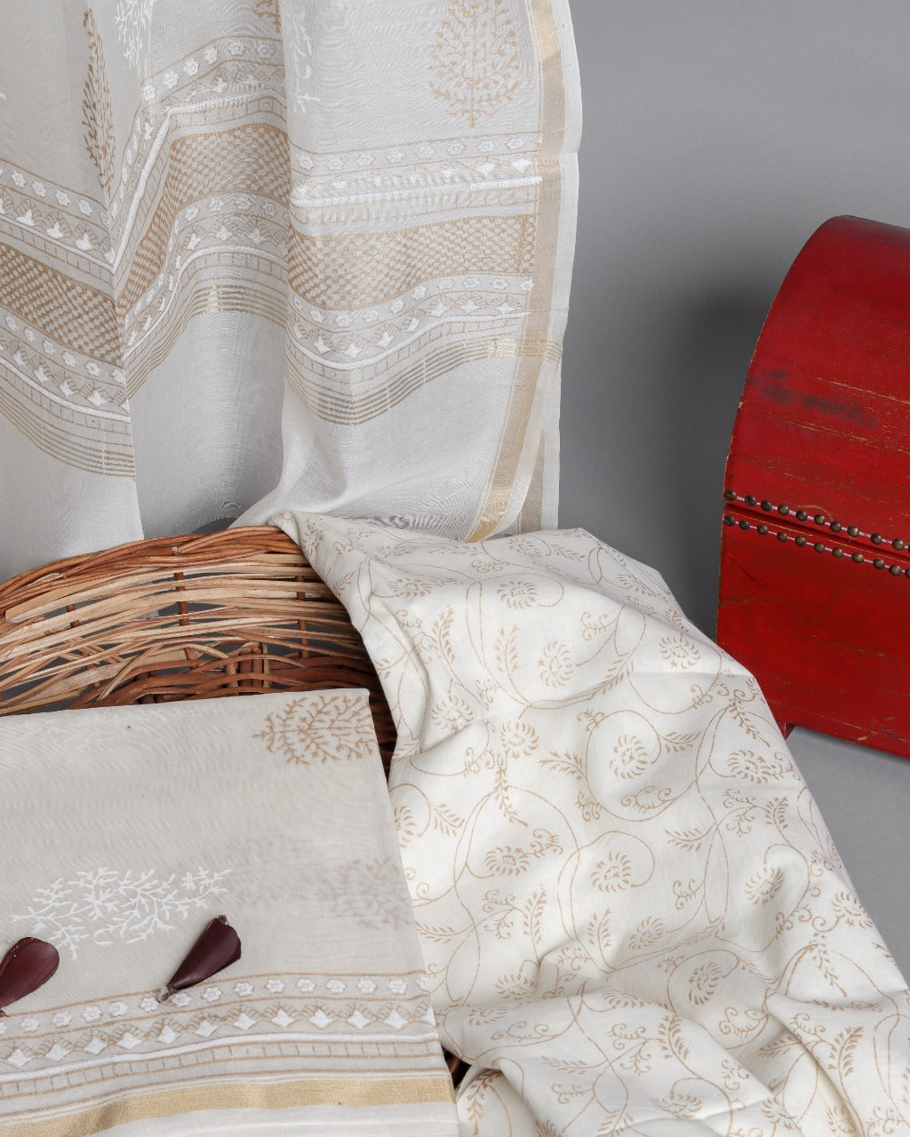 Designer Block Print Chanderi Silk Suit set (CHA330) - ShalviFashion