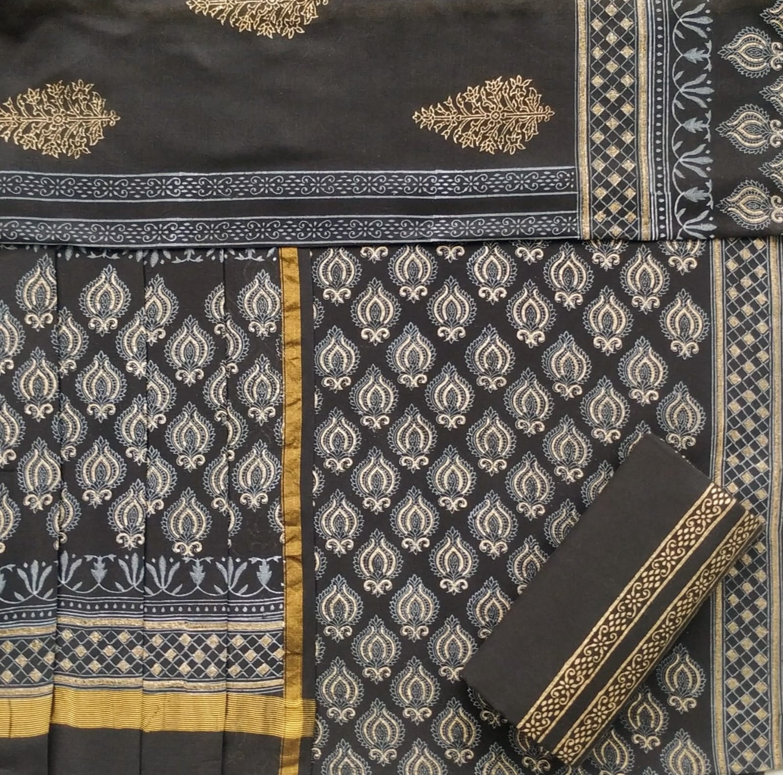 shop unstitched chanderi silk suit set online