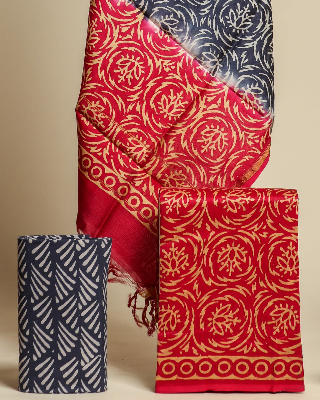 Shop jaipuri print chanderi silk suit sets (CHA622)