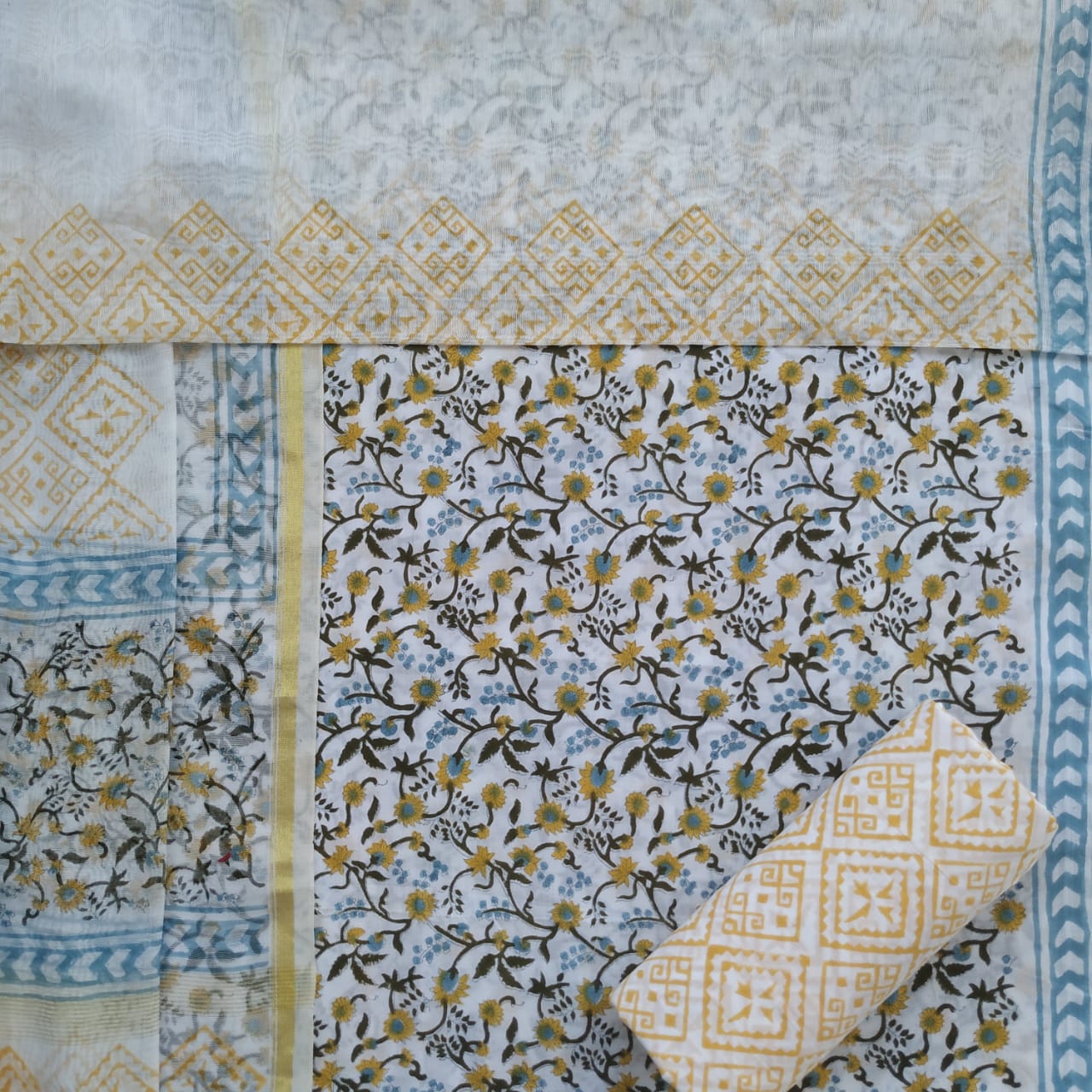 Exclusive Pure Cotton Suit with Premium Chanderi Silk Dupatta (CHD39) - ShalviFashion