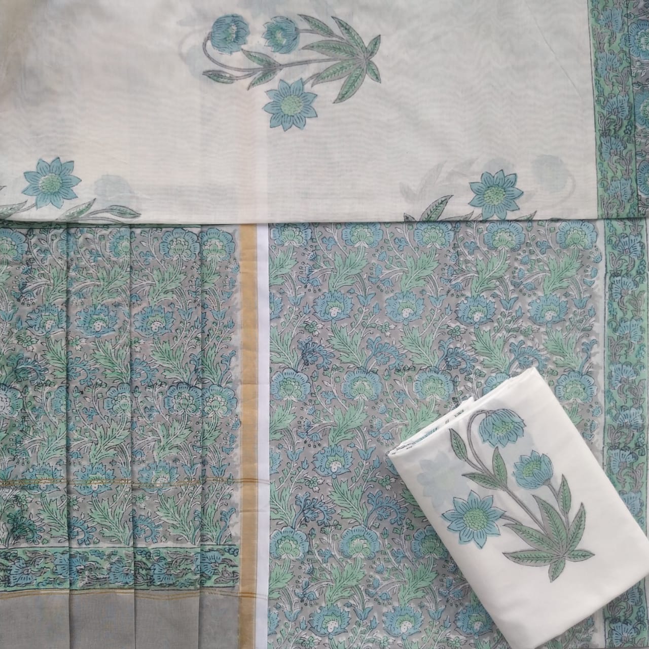shop cotton suit with chanderi dupatta (CHD85)