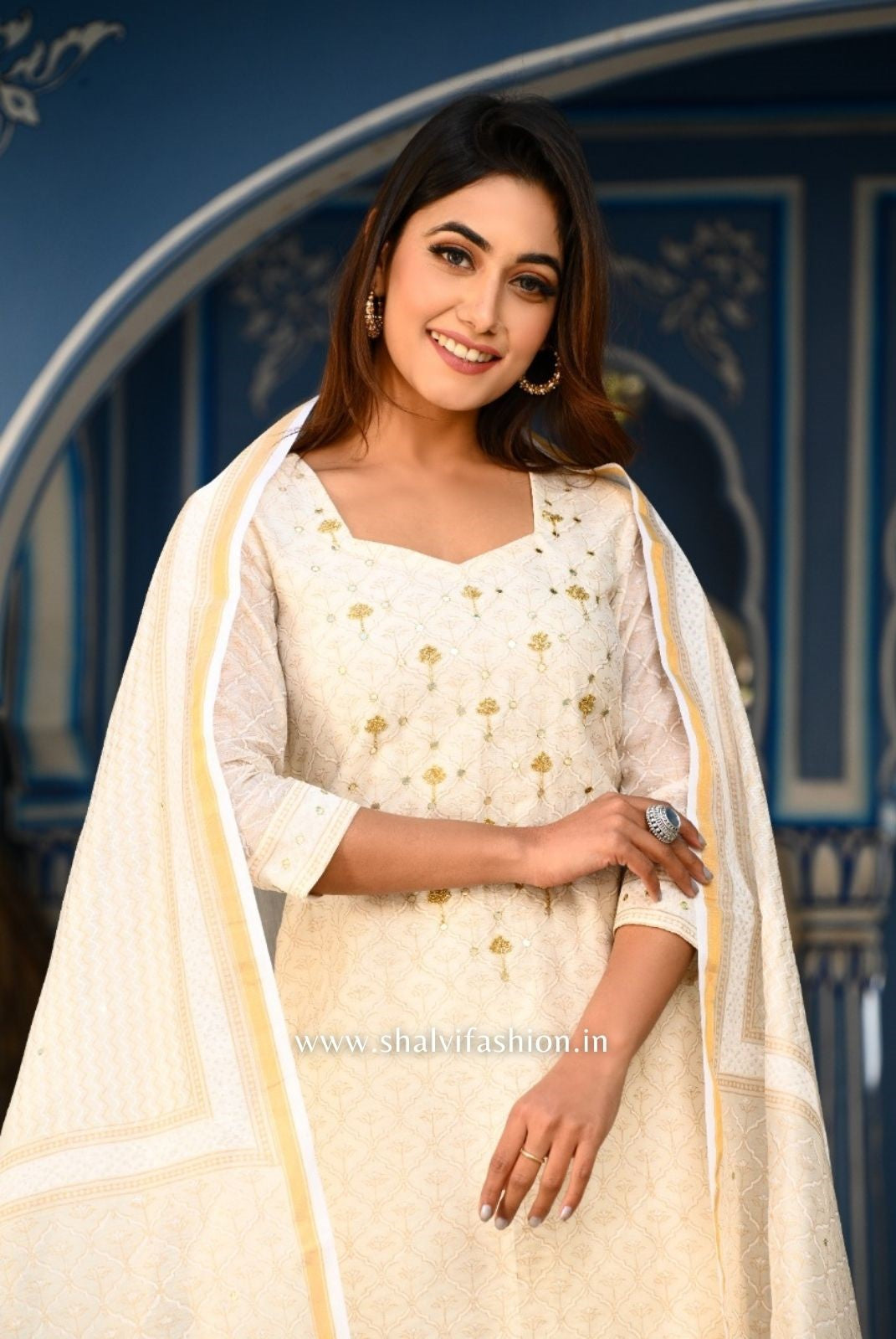 Shop zardosi work chanderi suits online shopping (CSS43)