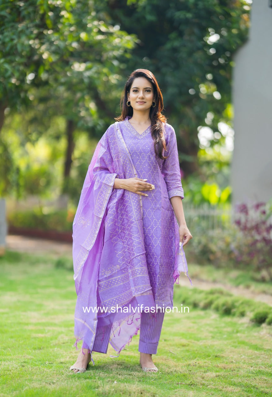 Shop chanderi silk suit sets online (CSS57)