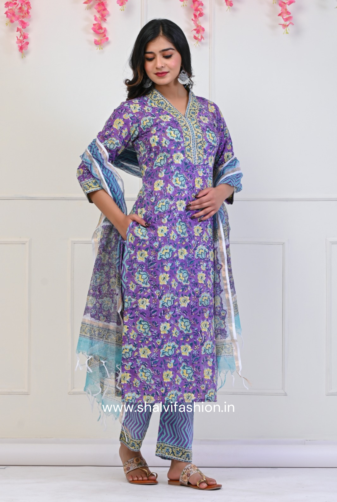 Shop kota doria dupatta cotton suits online shopping (CSS69KD)
