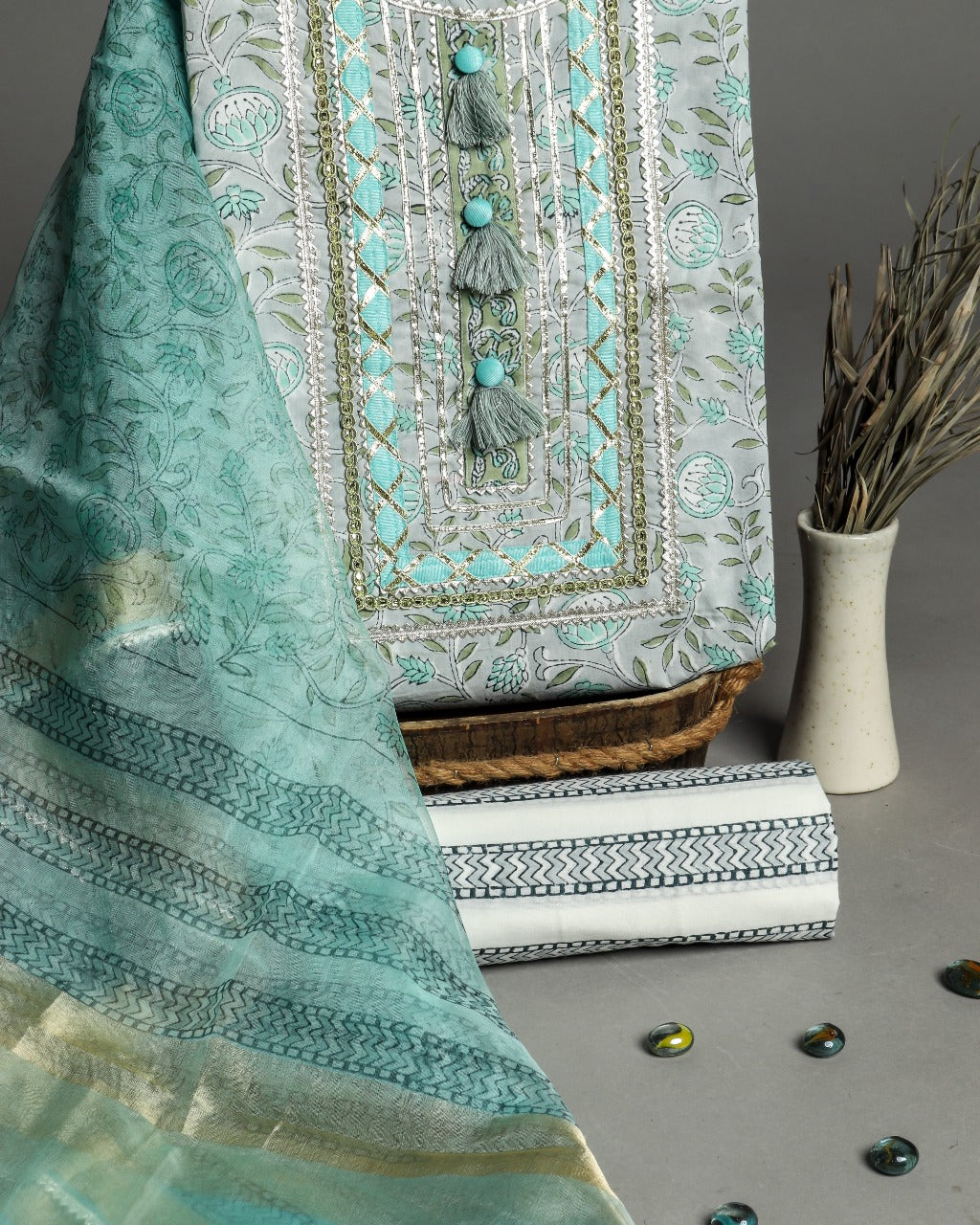 shop gota work suits with organza dupatta (GOTA255)