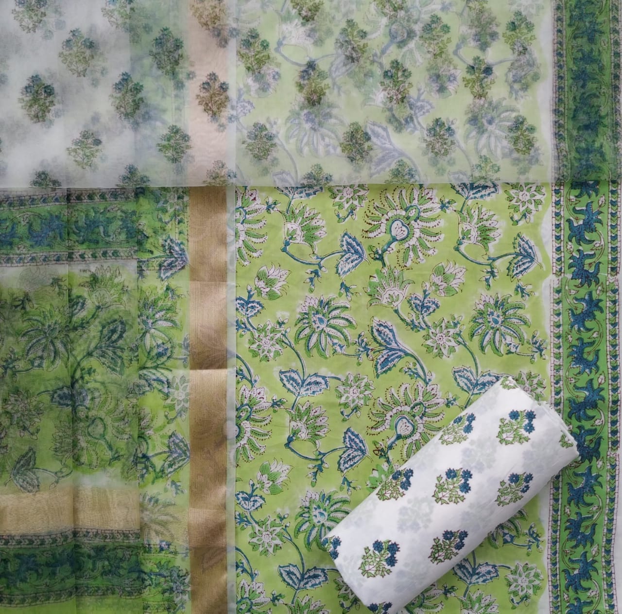 Shop organza dupatta cotton suit sets online (ORG196)
