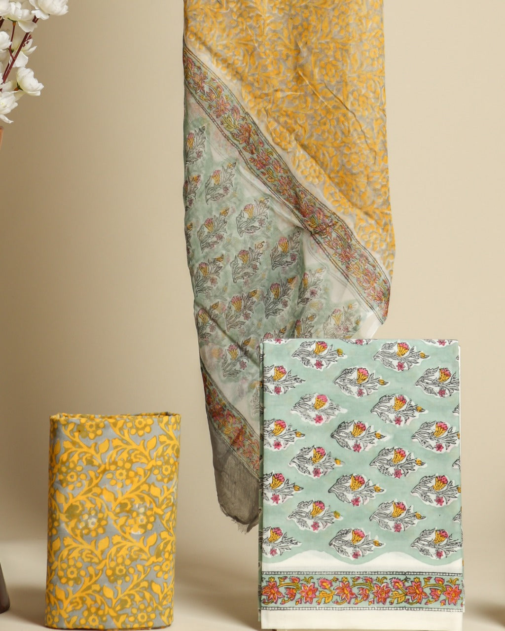 Shop unstitched cotton suit material in jaipur (PCHF322)