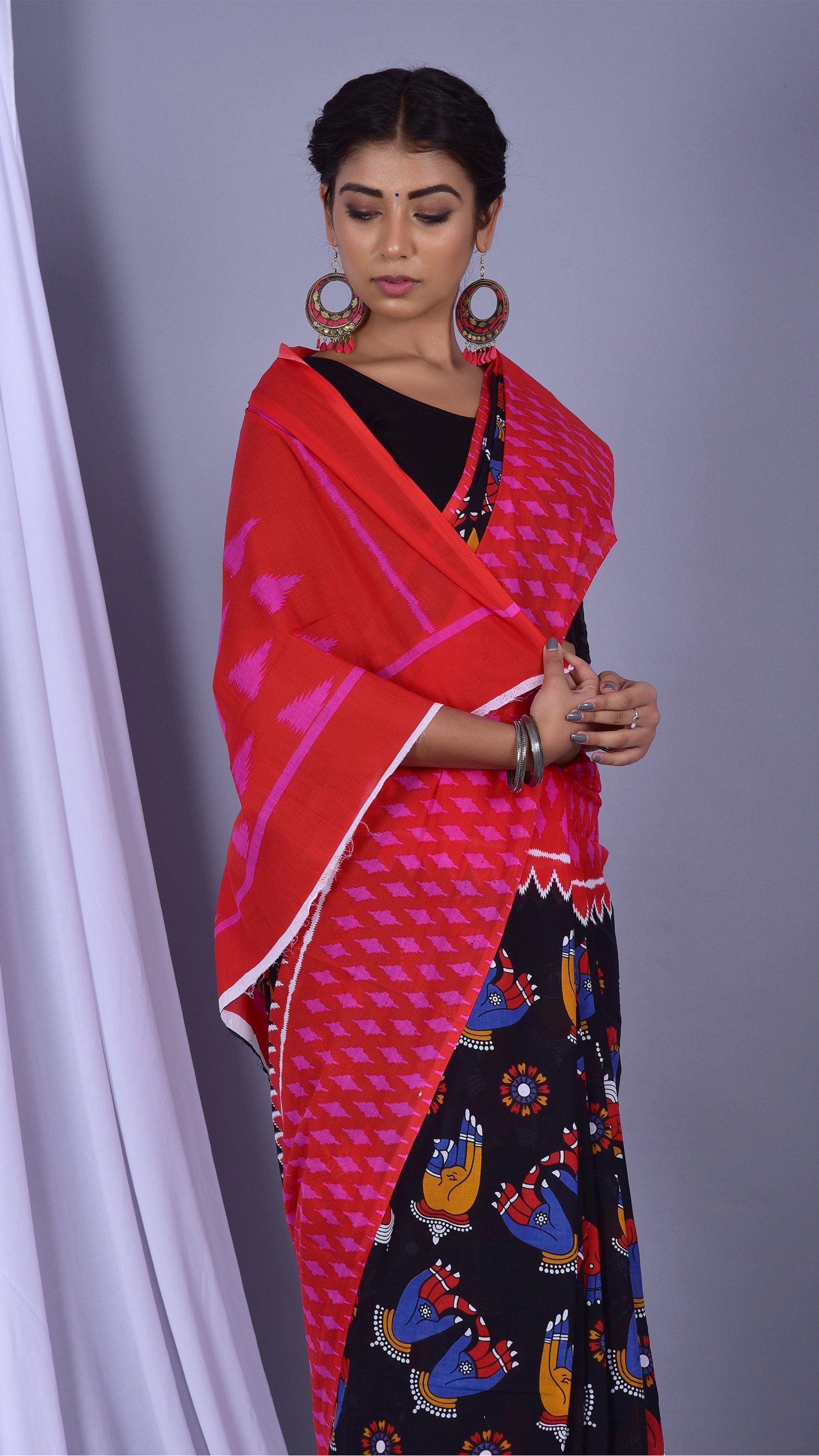 Kalamkari Print Pure Cotton Mulmul Sarees (RMULSAR08) - ShalviFashion