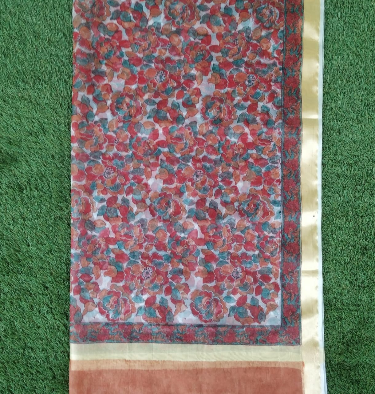 Shop Hand Block Print Pure Cotton Suits online with Organza Dupatta (TORG91)