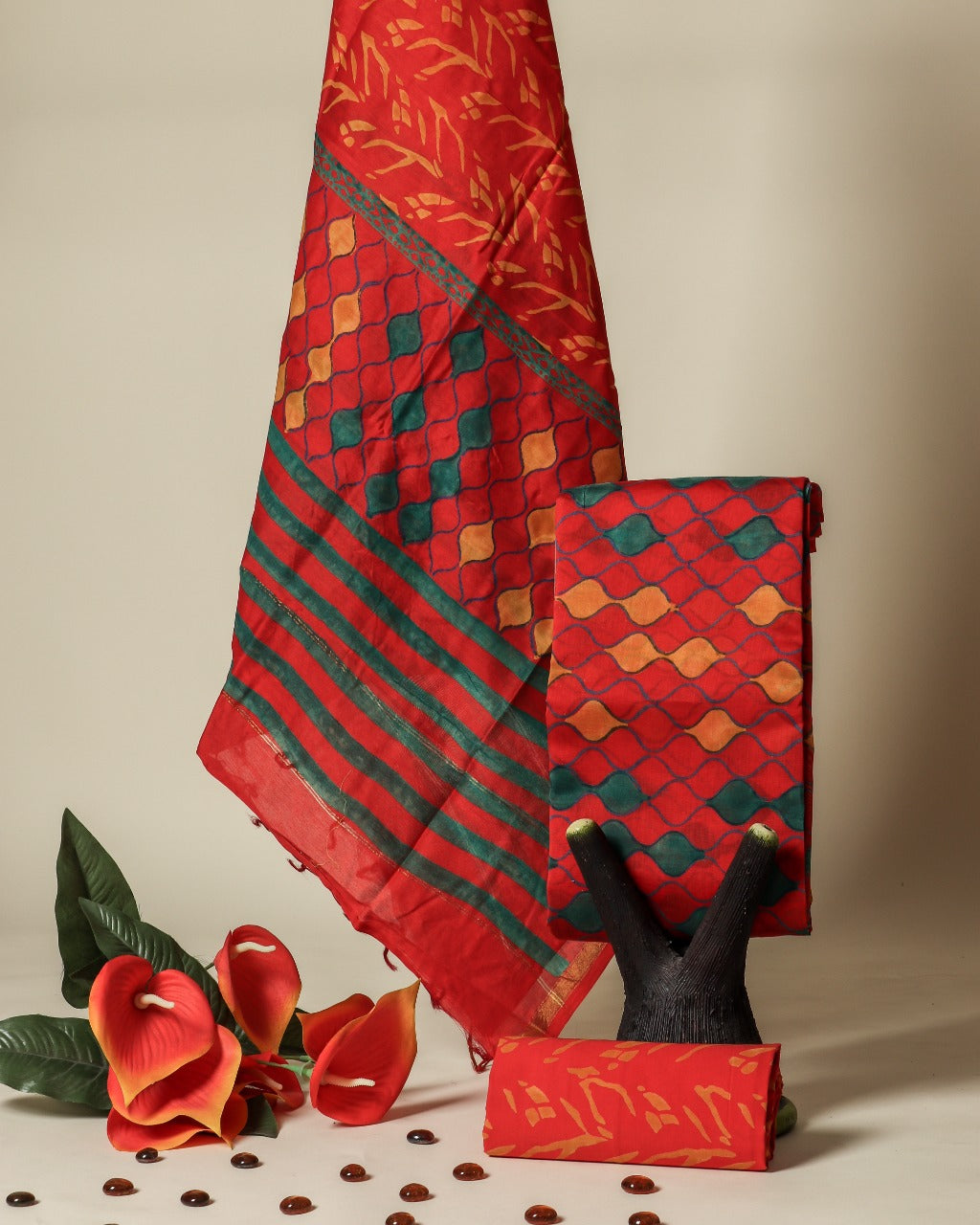 Premium Chanderi Dress Material with Chanderi Silk Dupatta (CHA287) - ShalviFashion