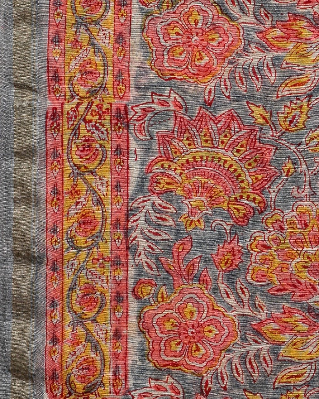 Floral Hand Block Print Chanderi Silk Suit sets online (CHA435)