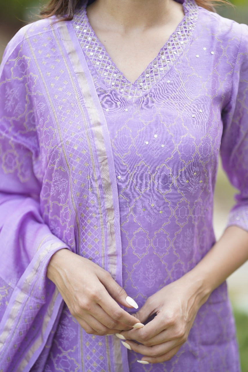 Noor Collection - Hand Work Chanderi Silk Suit Set (CSS57)