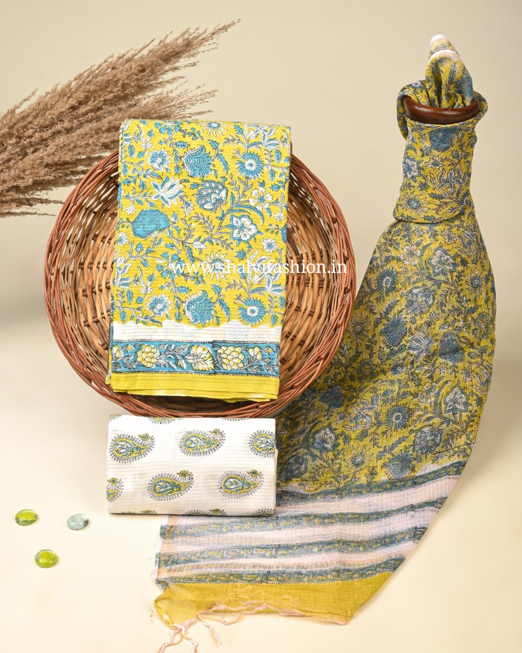 Shop jaipuri print cotton suits with kota dupatta online (3CKD489)