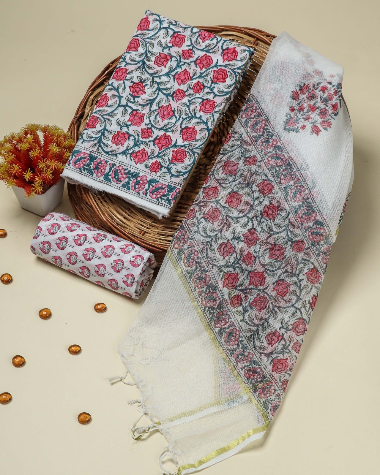 Shalvi Fashion's Premium Kota Doria Dupatta Cotton suit sets  (3CKD71)