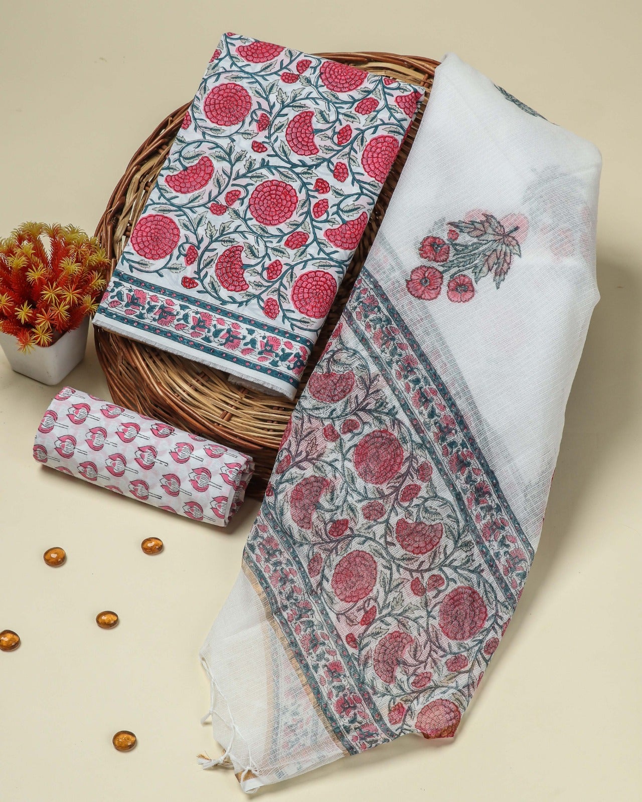 Shalvi Fashion's Premium Kota Doria Dupatta Cotton suit sets  (3CKD72)