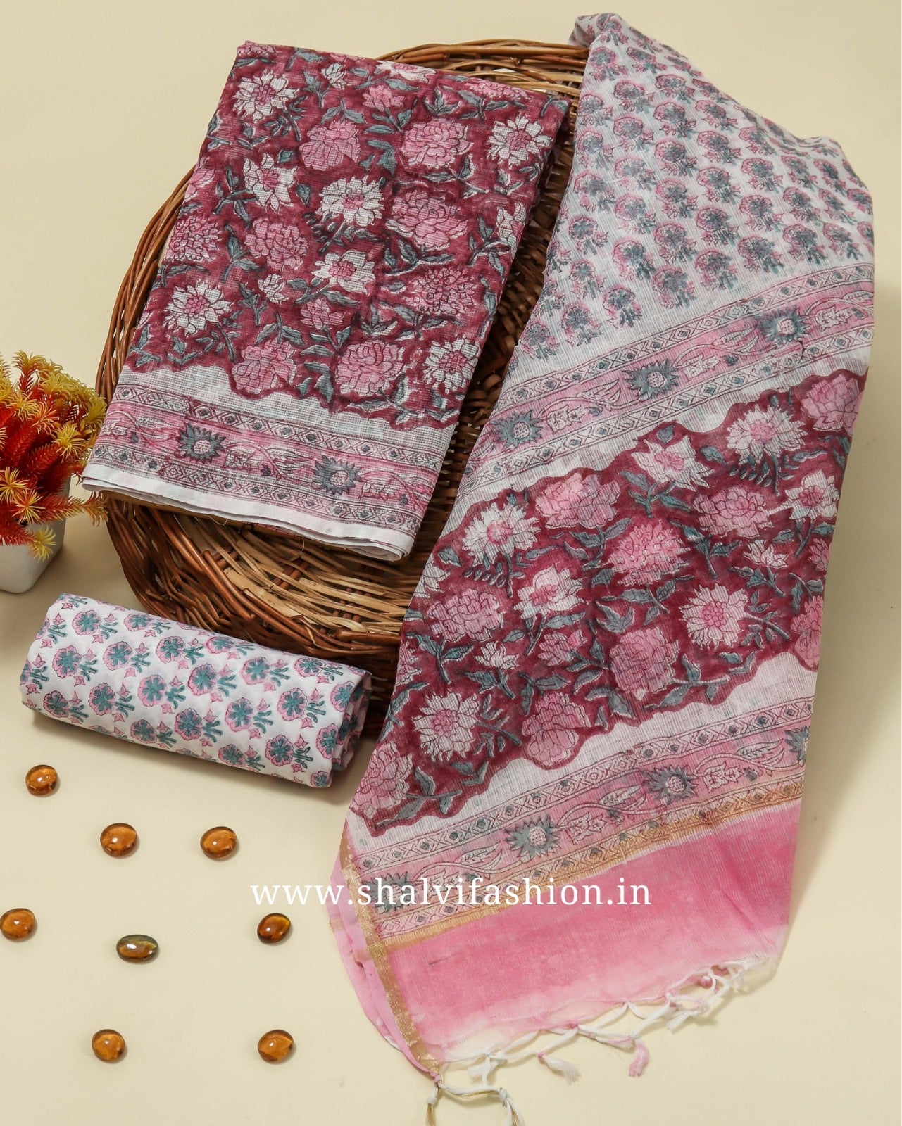 Shop block print kota doria suits online (3KD129)