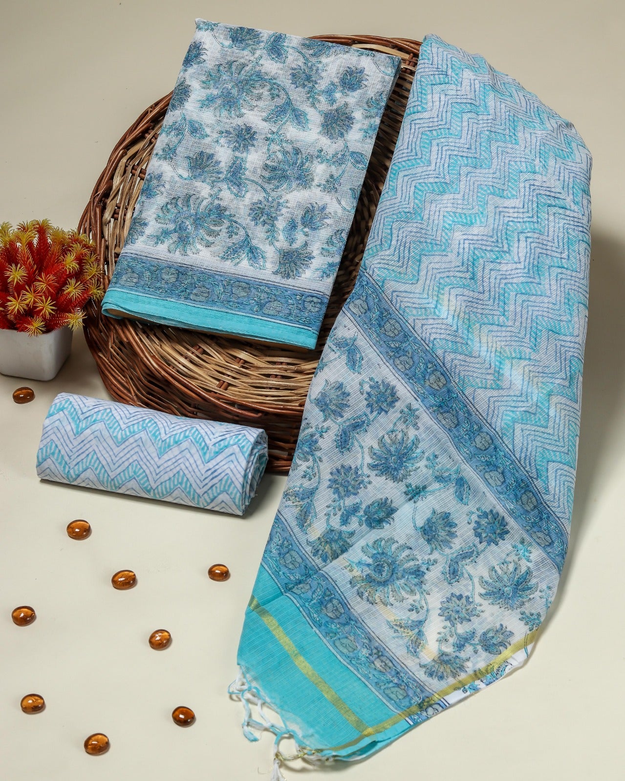 Shop Unstitched Premium Kota Doria Suit Sets (3KD16)