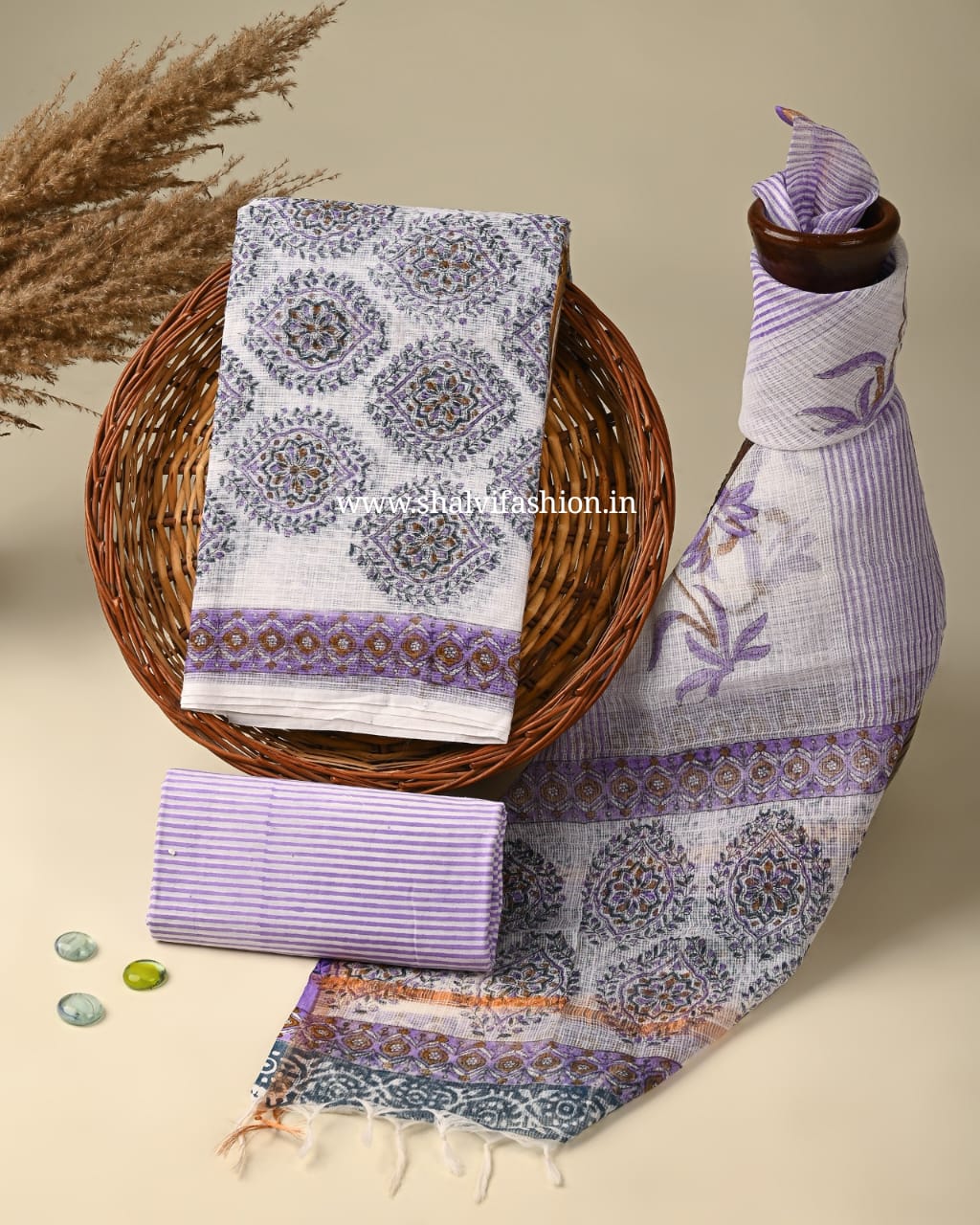 Shop block printed kota doria suits in jaipur (3KD234)