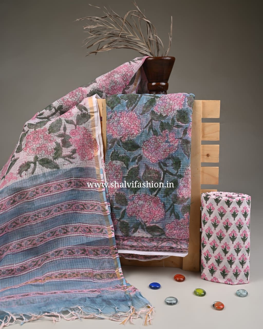 Shop hand block printed kota doria suits in jaipur (3KD246)