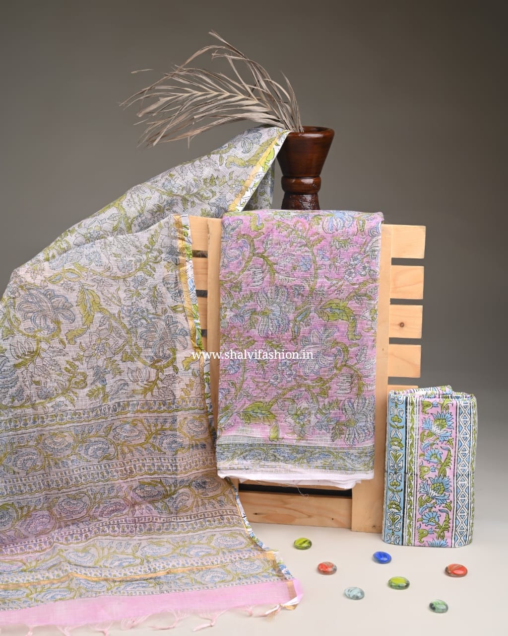 Shop hand block print kota doria suits (3KD260)