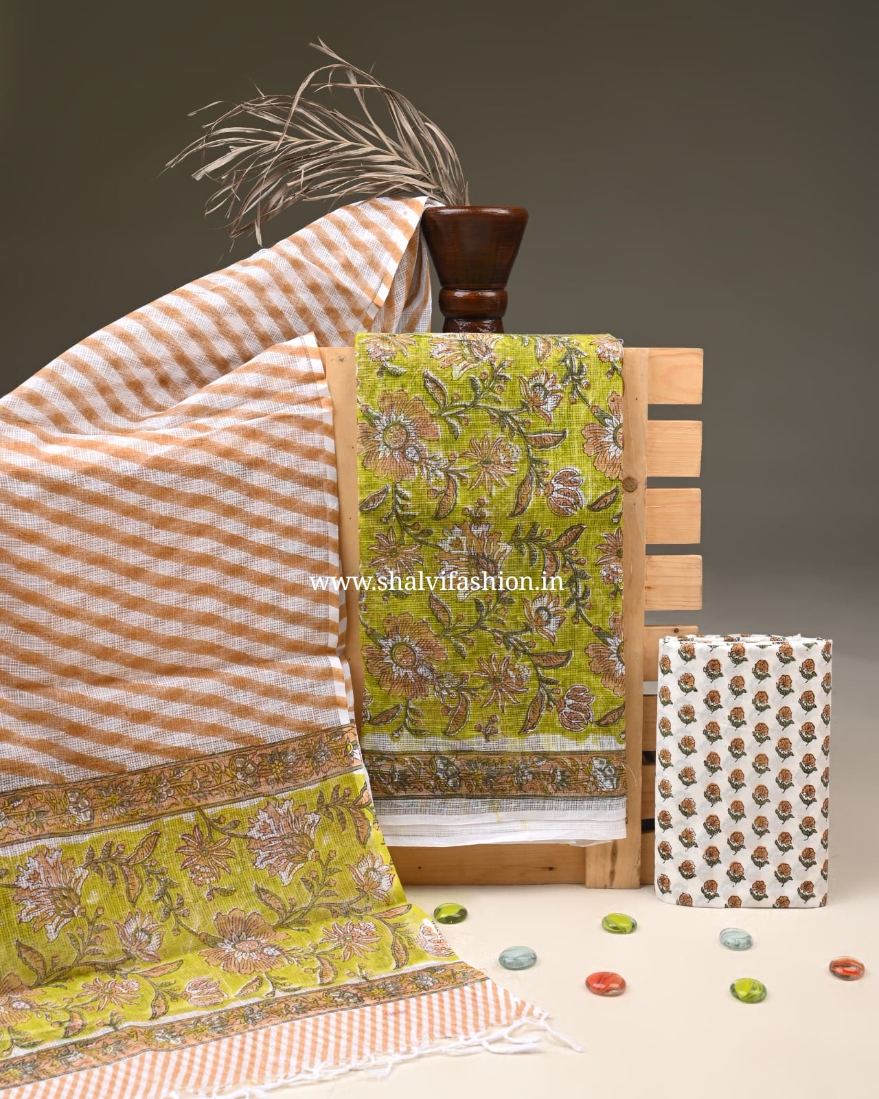 Shop jaipuri hand block printed kota doria suits (3KD305)