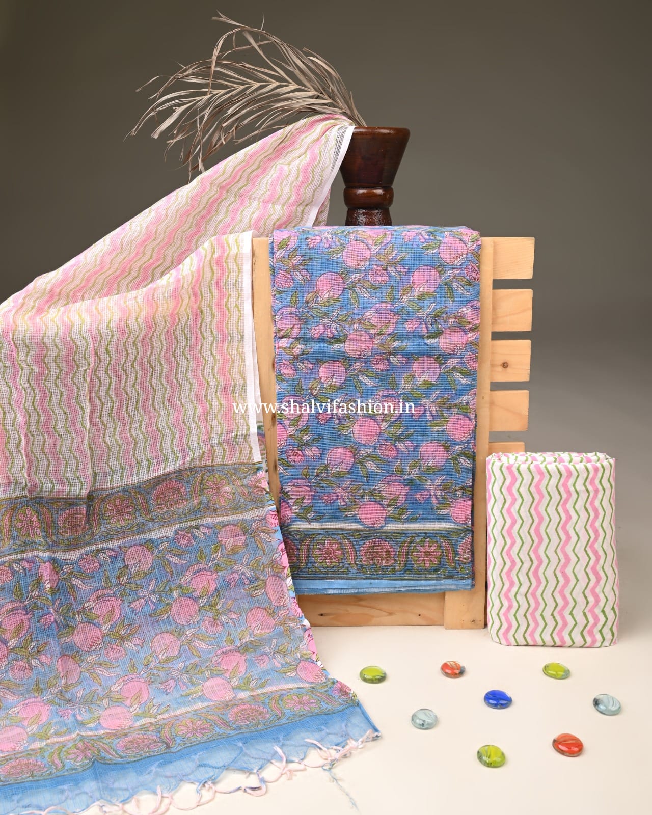 Shop hand block printed kota doria suits online (3KD314)