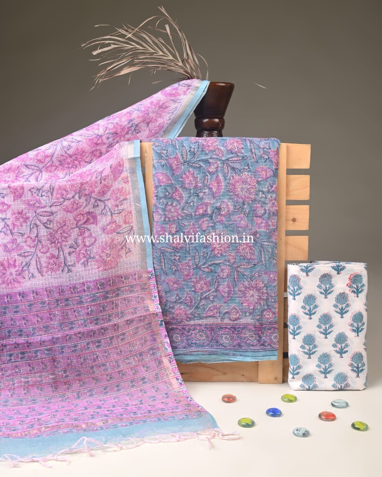Shop block print kota doria suits in jaipur (3KD344)