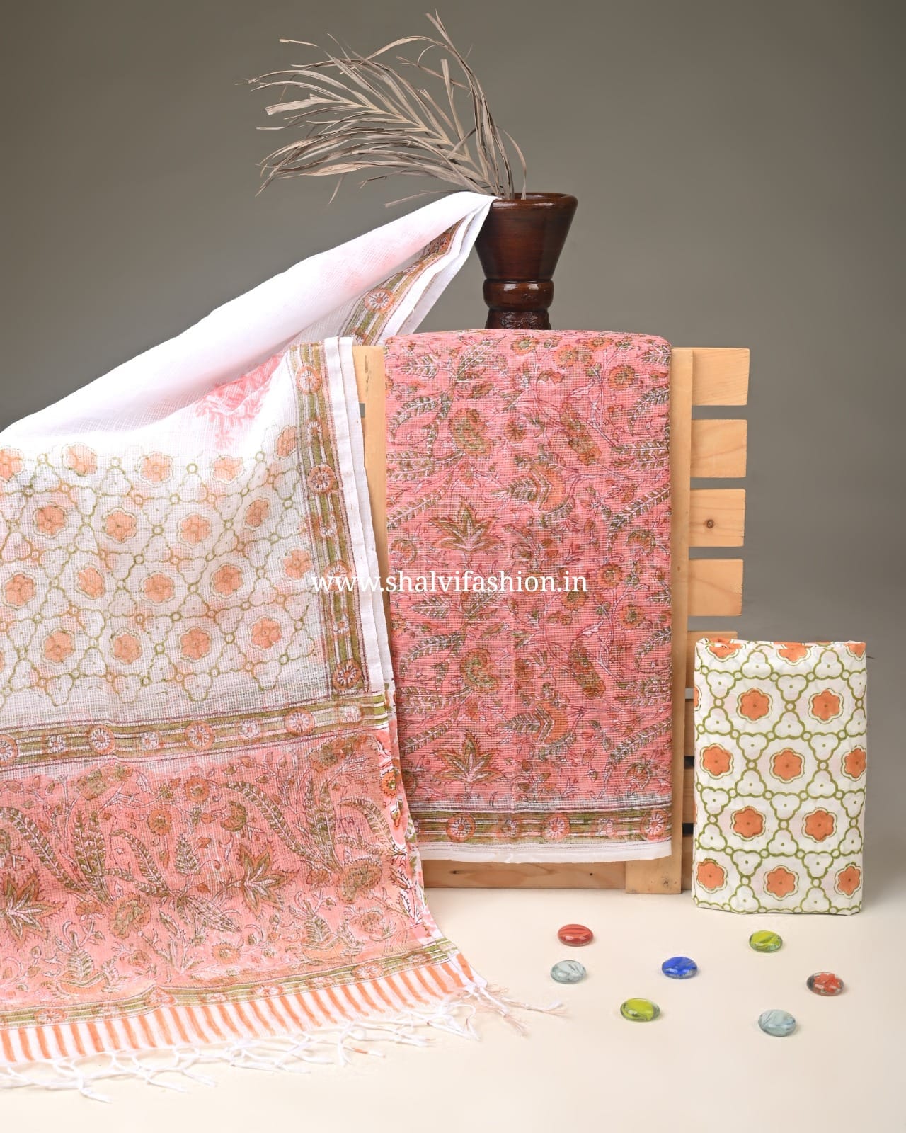 Shop block printed kota doria suits (3KD350)
