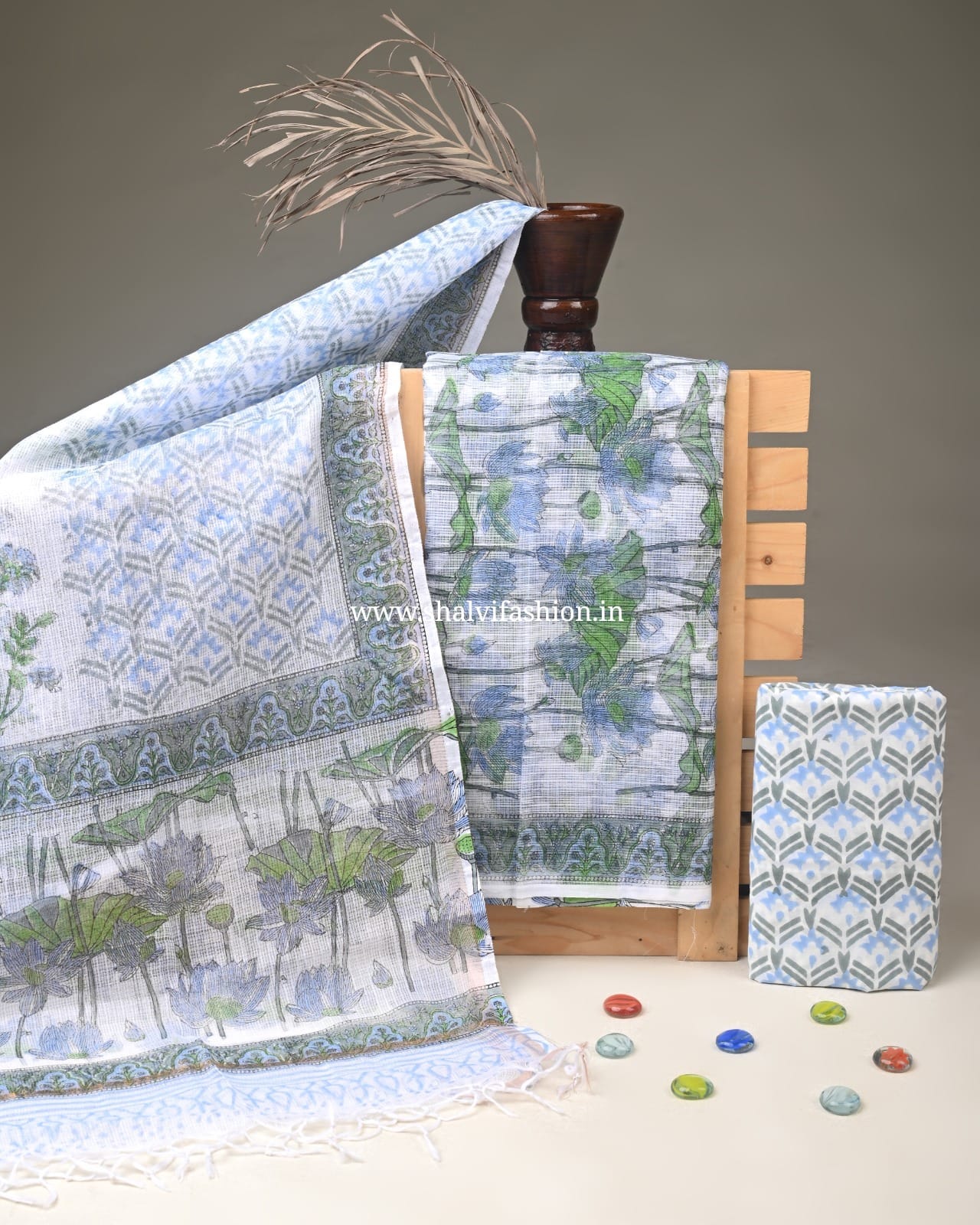 Shop unstitched block print kota doria suits (3KD355)