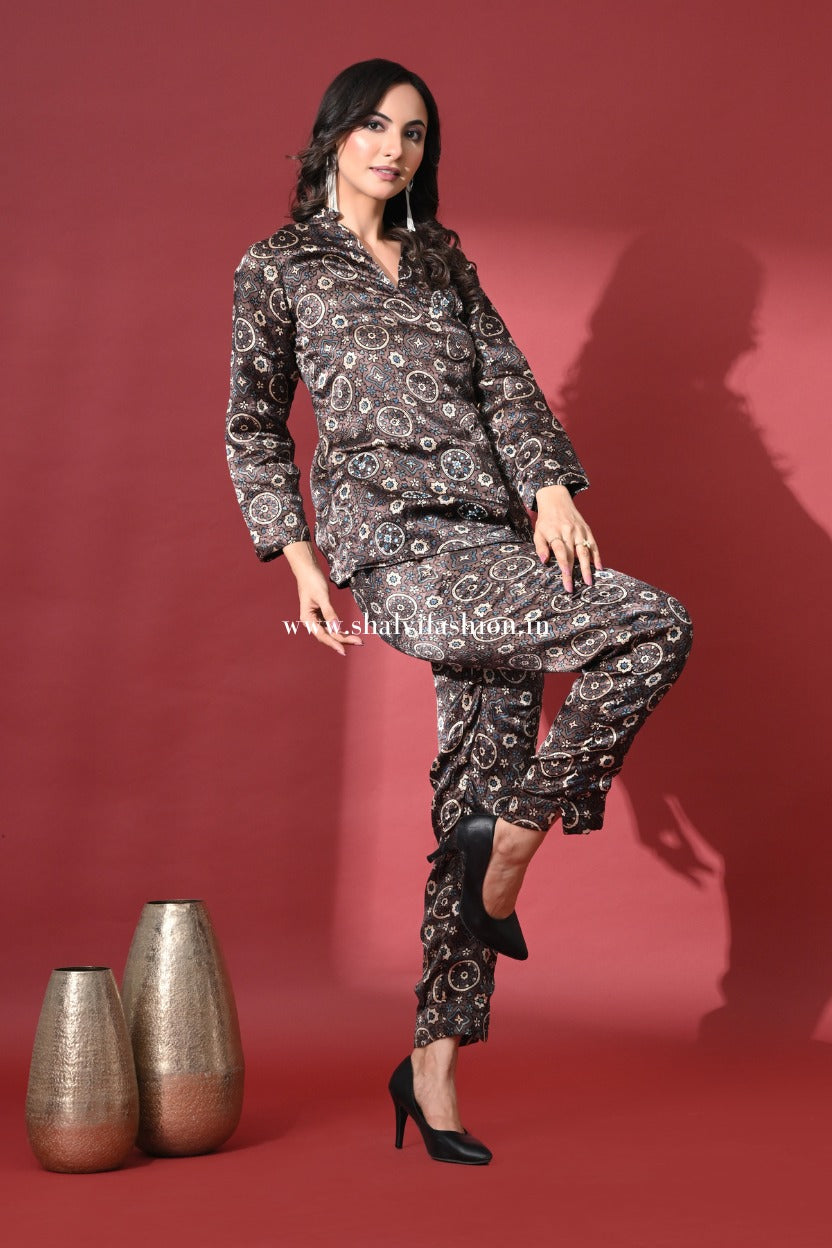 Shop ajrak print modal silk cord sets online (CCD05)