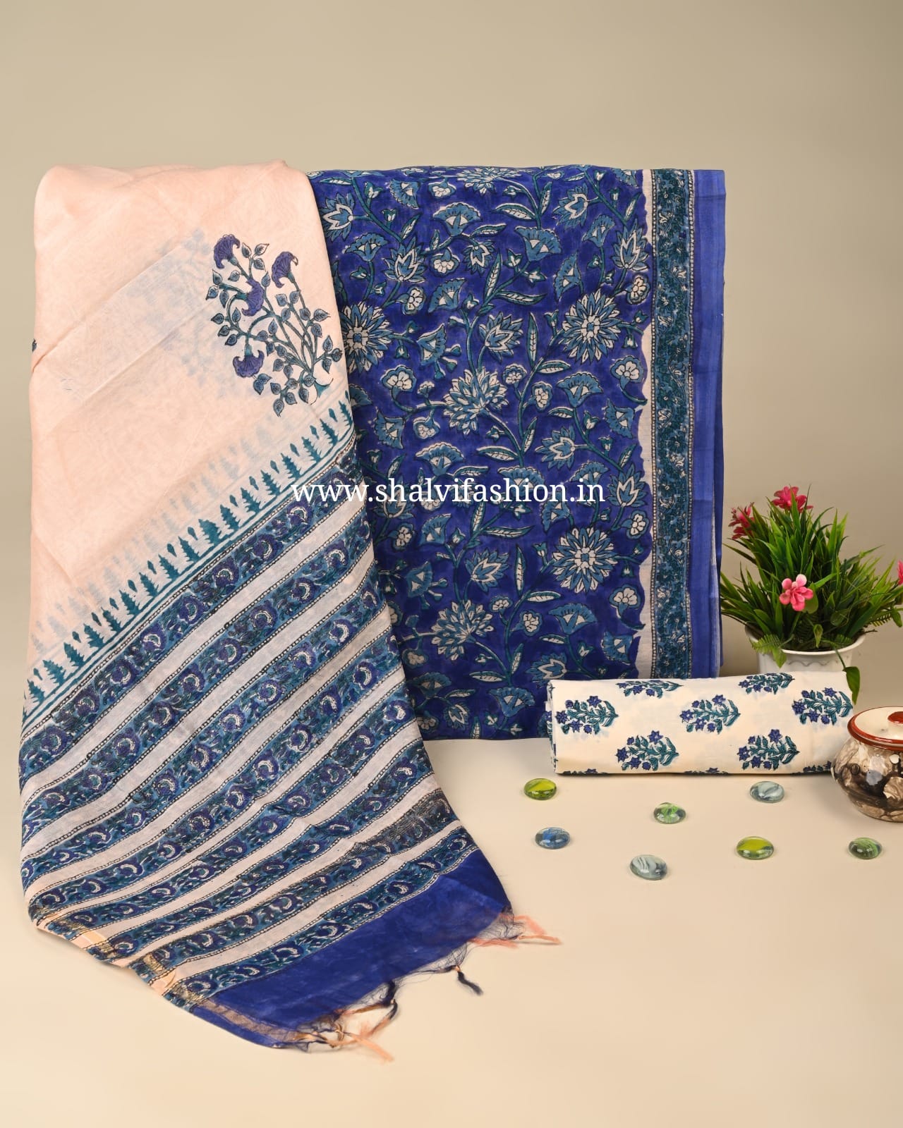 Shop hand block print chanderi suits (CHA170)