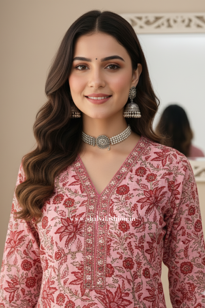 Shop hand block printed chanderi silk suits in jaipur (CSS213)