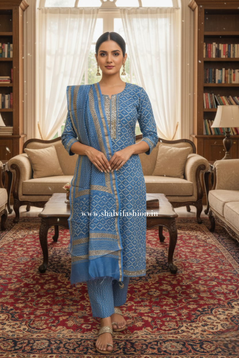Shop zardosi work chanderi silk suits online (CSS59)