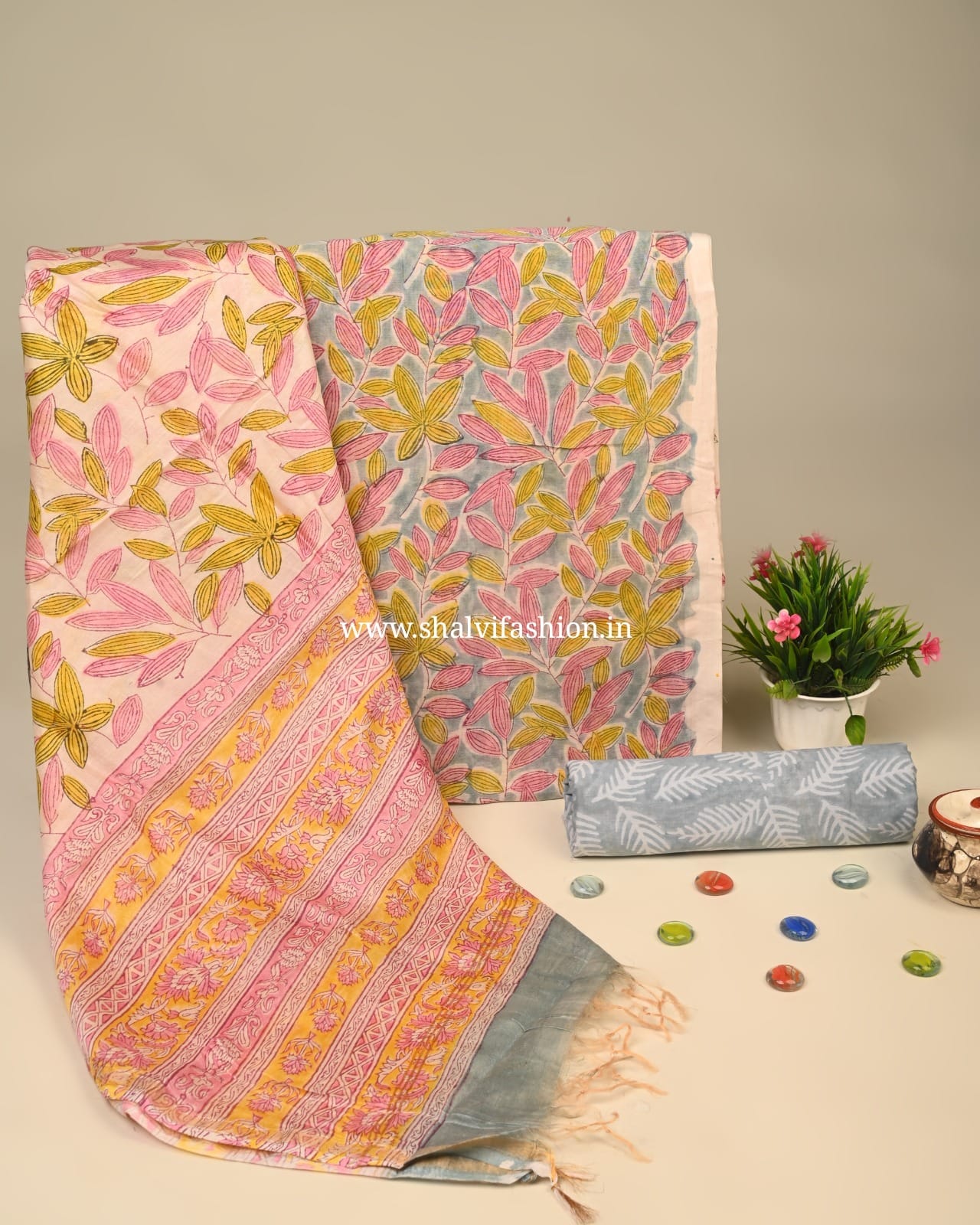 Shop jaipuri block print chanderi silk suits online (CHA910)