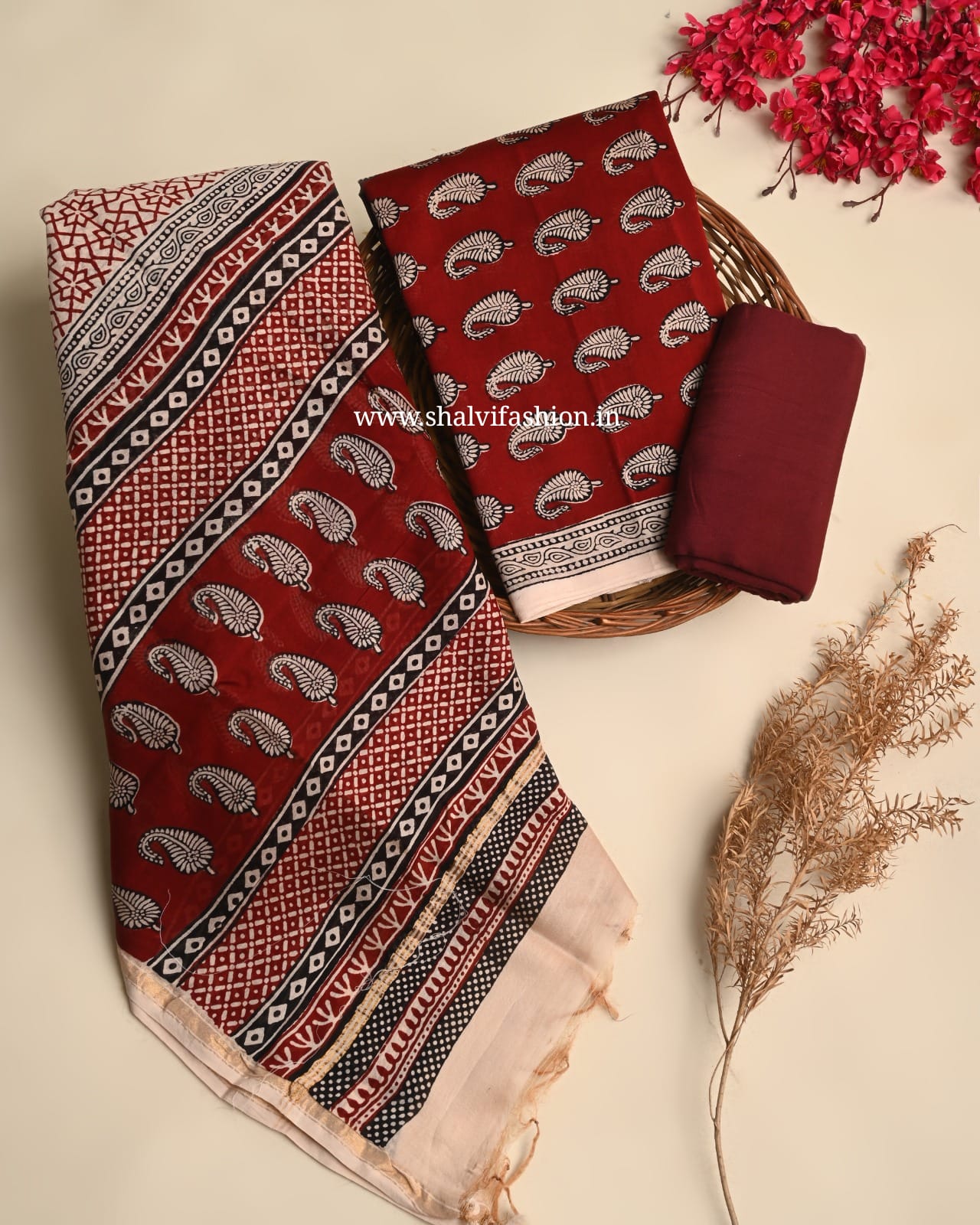 Shop bagh print chanderi silk suits online (CHA998)