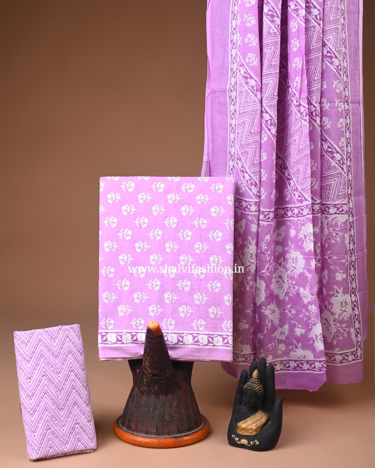 Shop unstitched screen print cotton suits online shopping (COT101)