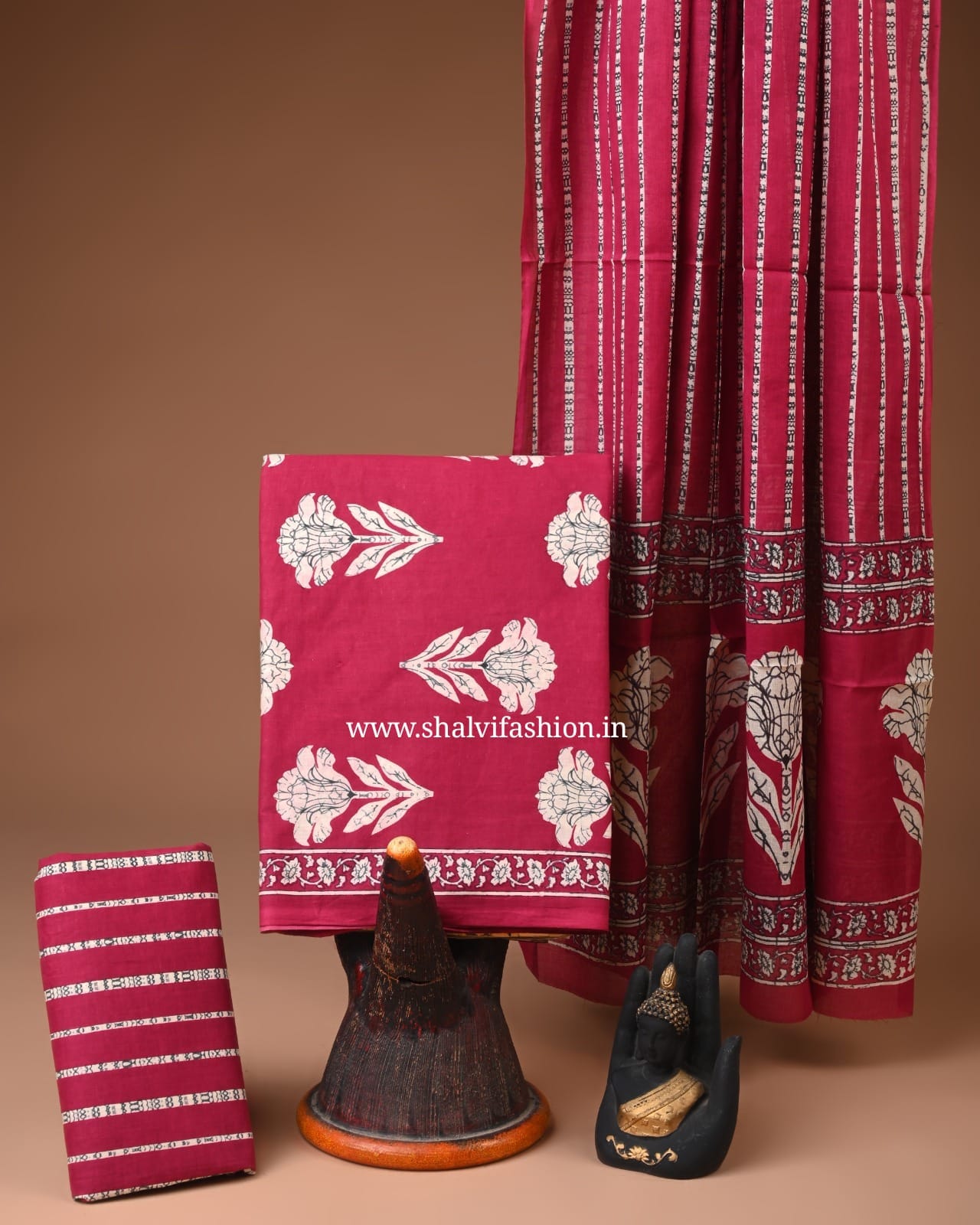 Shop screen printed cotton suits with mulmul dupatta (COT106)