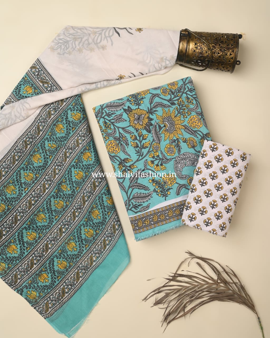 Shop screen print cotton suits with mulmul dupatta (COT120)