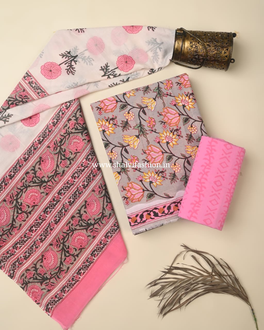 Shop screen print cotton suits with mulmul dupatta in jaipur (COT122)
