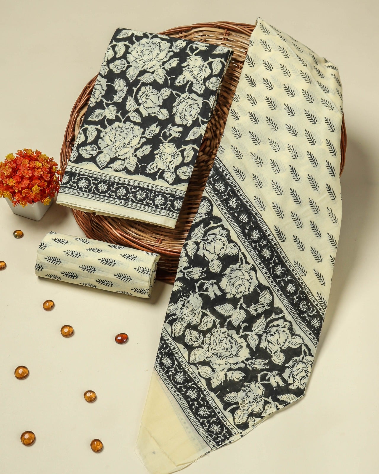 Shop cotton suit sets with mulmul dupatta (COT16)