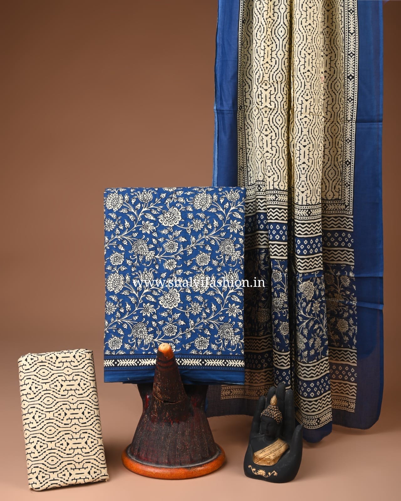 Shop screen print cotton suits with mulmul dupatta (COT92)