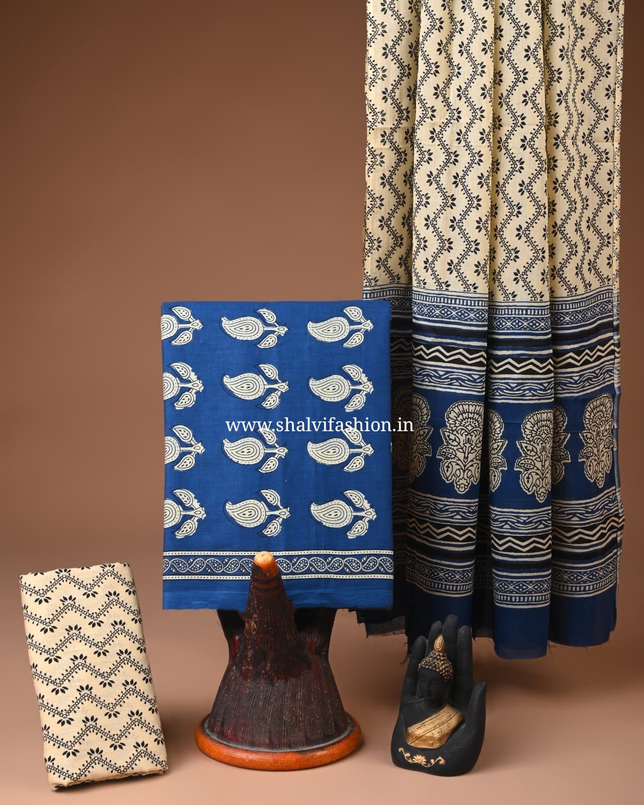 Shop sanganeri print cotton suits with mulmul dupatta (COT95)