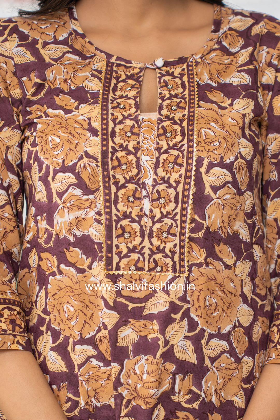 Shop block printed cotton suits with chiffon dupatta in jaipur (CSS118CH)