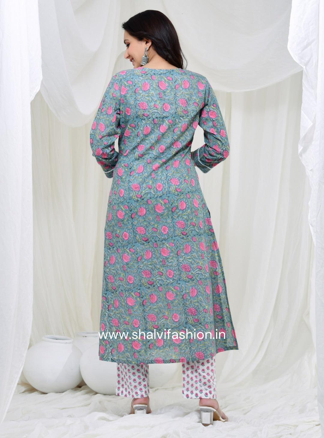 Shop jaipuri print cotton suits with kota dupatta (CSS128KD)