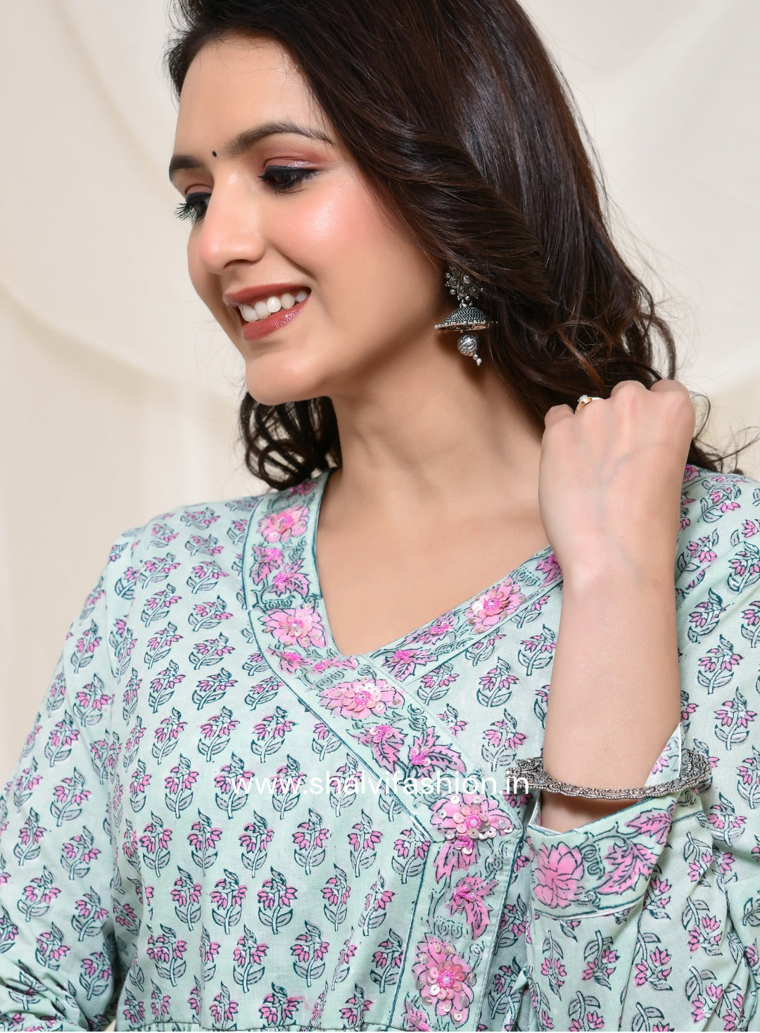 Shop hand block print cotton suits with mulmul dupatta (CSS130MUL)