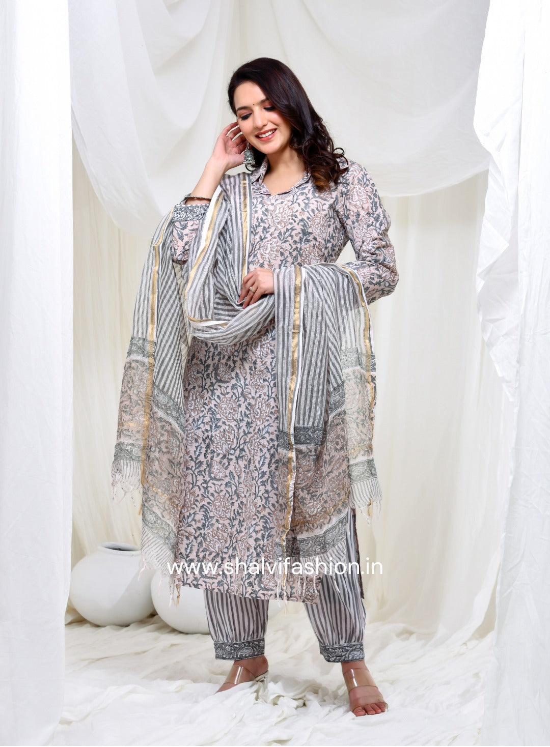 Shop hand block printed cotton suits in jaipur (CSS149KD)
