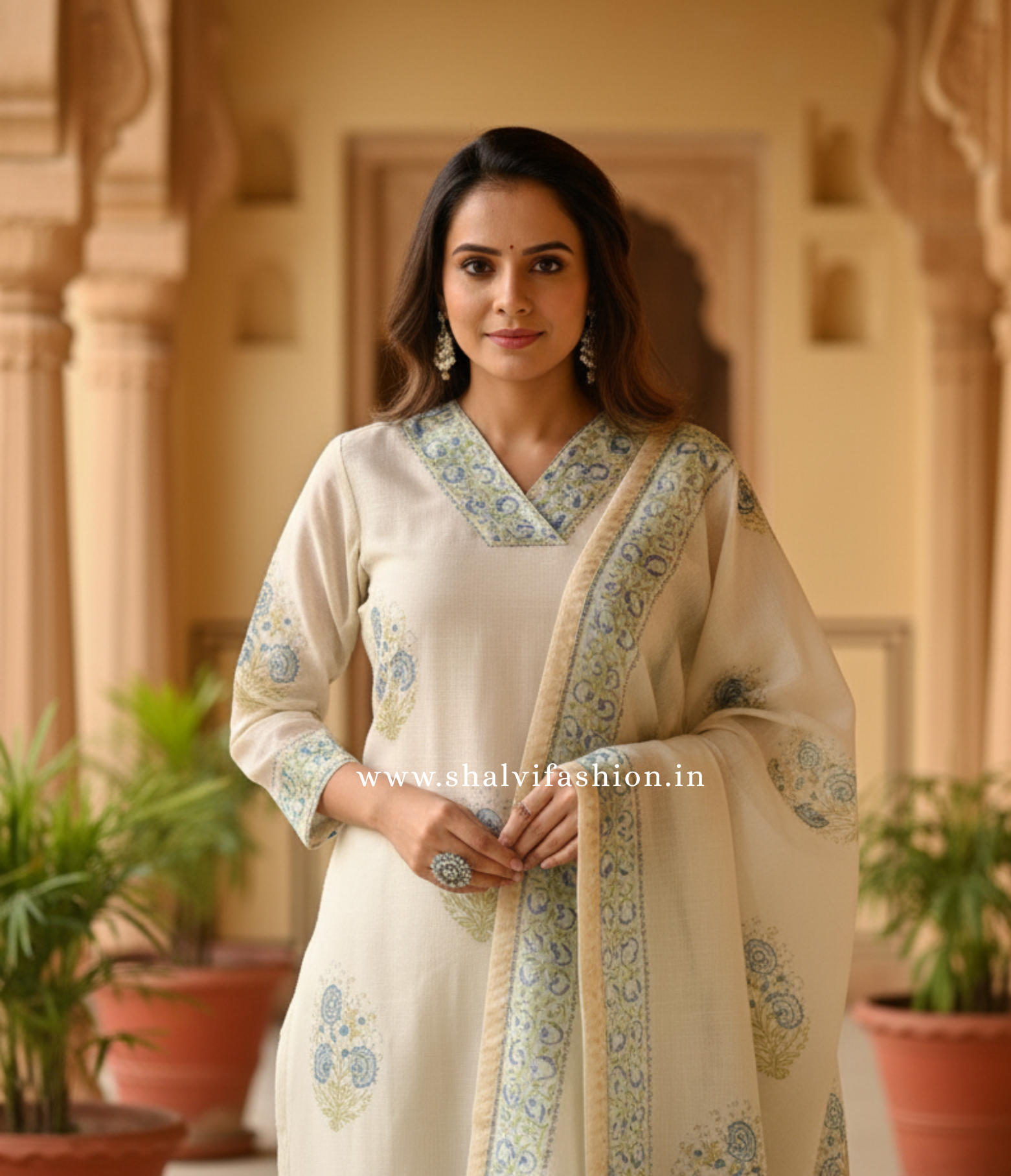 Shop block print chanderi silk suits online (CSS169)