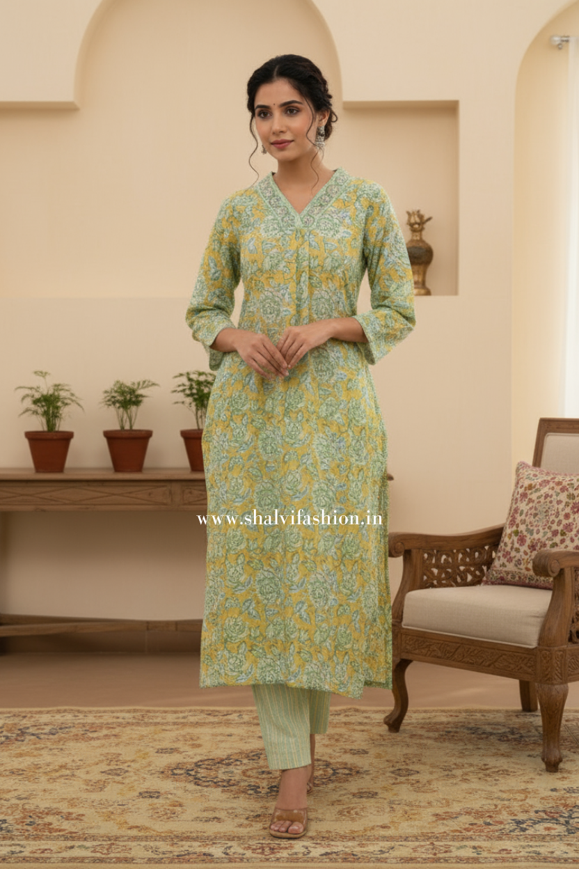 Shop hand block print chanderi silk suits (CSS210)